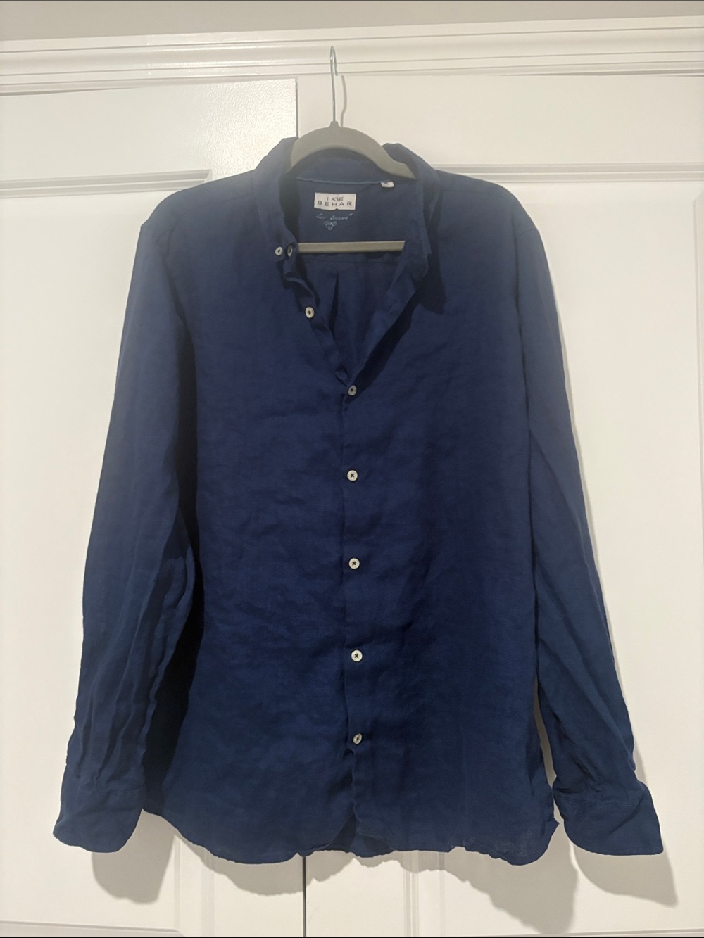 Ike Behar Deep Navy Linen Button-Down Shirt